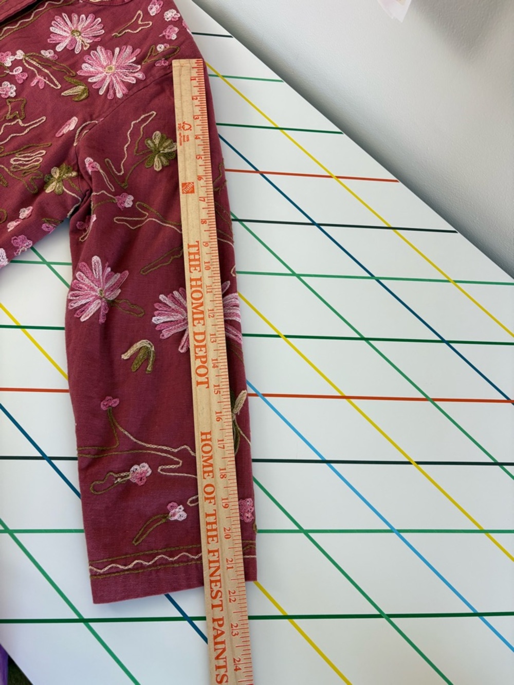 Vintage 90s Embroidered Floral Shacket Cotton Linen size Large Petite boho - Picture 11 of 12